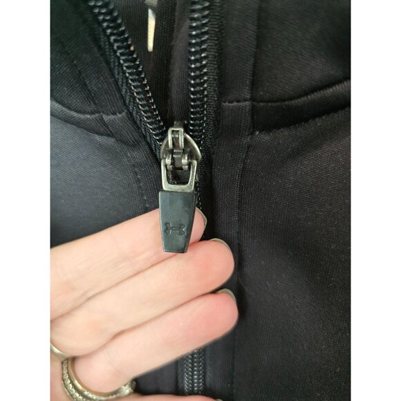 Under Armour Sweatshirt Men's L Black 1/4 Zip Fleece Lined Pullover Company Logo - Picture 10 of 13